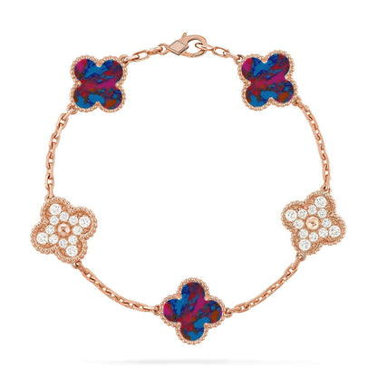 [Royal&Vicky]LUCKY CLOVER 5-MOTIF BRACELET - MULTI-GEM COLLECTION