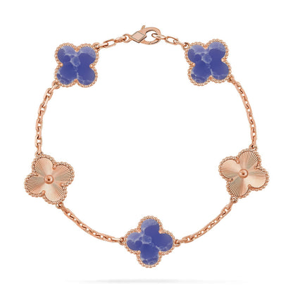 [Royal&Vicky]LUCKY CLOVER 5-MOTIF BRACELET - BLUE LARIMAR COLLECTION