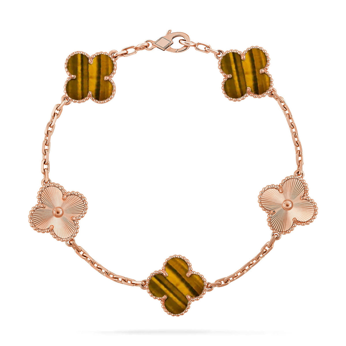 [Royal&Vicky]LUCKY CLOVER 5-MOTIF BRACELET -  TIGER’S EYE COLLECTION