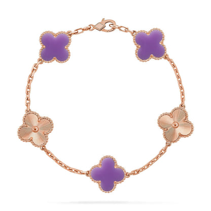 [Royal&Vicky]LUCKY CLOVER 5-MOTIF BRACELET - LAVENDER COLLECTION