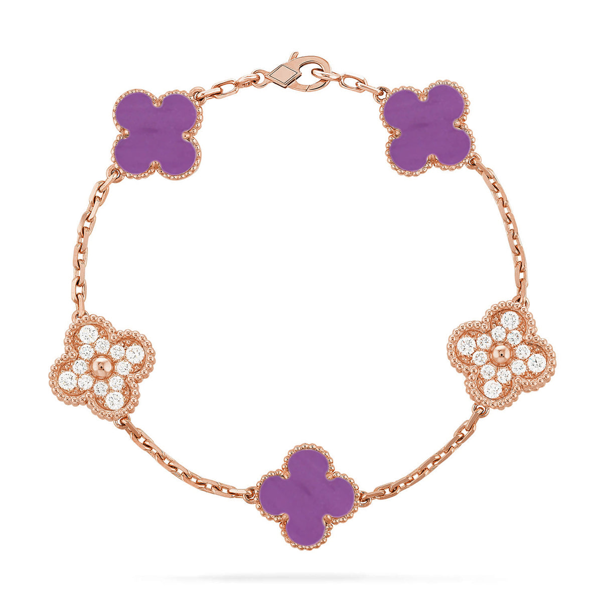 [Royal&Vicky]LUCKY CLOVER 5-MOTIF BRACELET - VIOLET COLLECTION