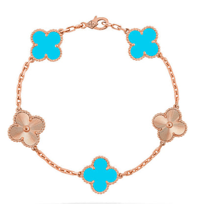 [Royal&Vicky]LUCKY CLOVER 5-MOTIF BRACELET - TURQUOISE COLLECTION