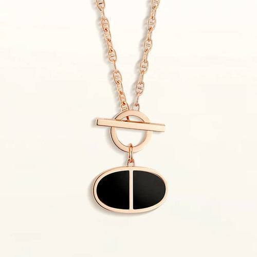 [Royal&Vicky]CHAINE VERSO BLACK CERAMIC NECKLACE