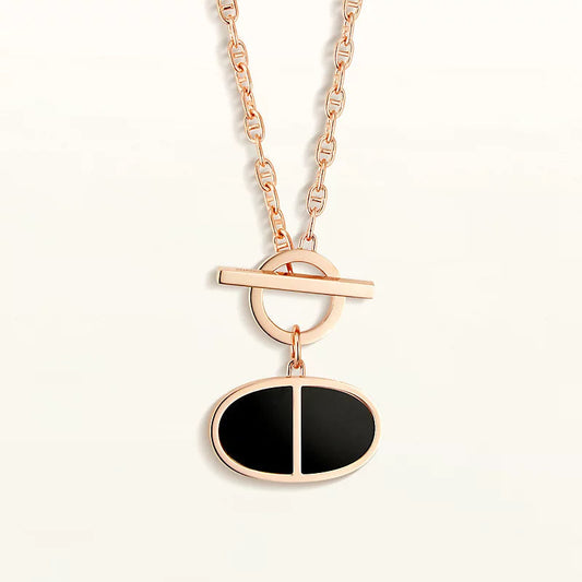 [Royal&Vicky]CHAINE VERSO BLACK CERAMIC NECKLACE