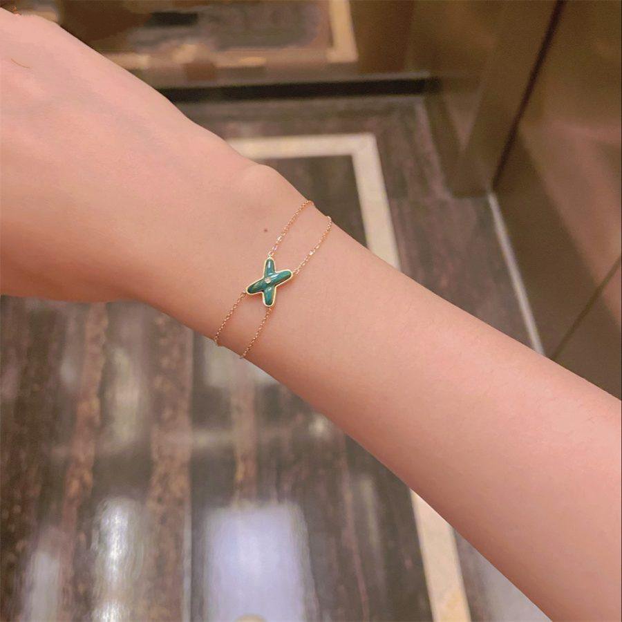 [Royal&Vicky]JEUX BRACELET MALACHITE PINK GOLD 1 DIAMOND
