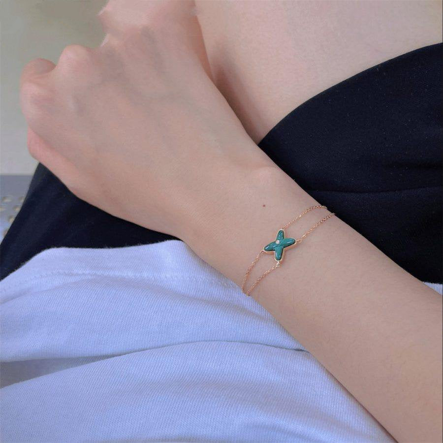 [Royal&Vicky]JEUX BRACELET MALACHITE PINK GOLD 1 DIAMOND