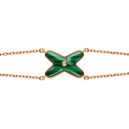 [Royal&Vicky]JEUX BRACELET MALACHITE PINK GOLD 1 DIAMOND