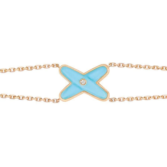 [Royal&Vicky]JEUX BRACELET TURQUOISE PINK GOLD 1 DIAMOND