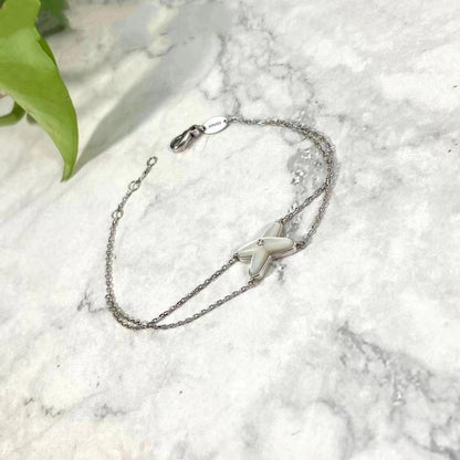 [Royal&Vicky]JEUX BRACELET WHITE MOP SILVER 1 DIAMOND