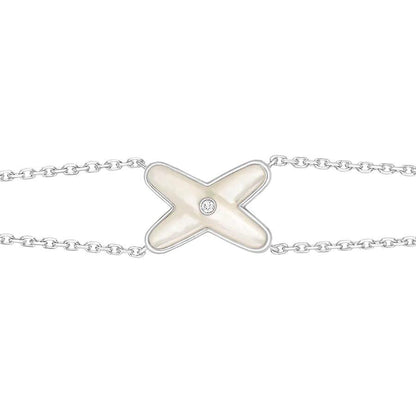 [Royal&Vicky]JEUX BRACELET WHITE MOP SILVER 1 DIAMOND