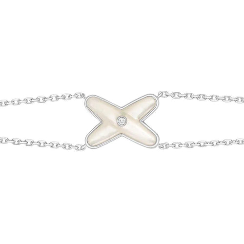 [Royal&Vicky]JEUX BRACELET WHITE MOP SILVER 1 DIAMOND