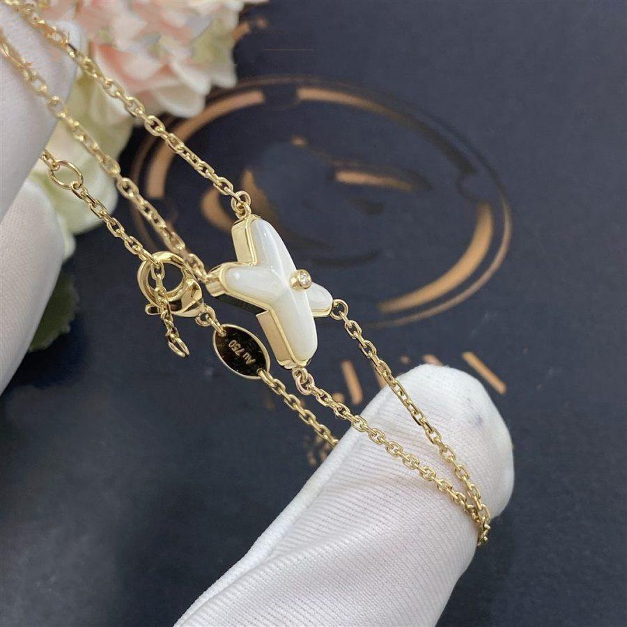 [Royal&Vicky]JEUX BRACELET WHITE MOP GOLD 1 DIAMOND