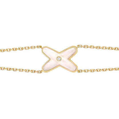 [Royal&Vicky]JEUX BRACELET WHITE MOP GOLD 1 DIAMOND