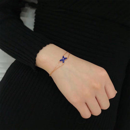 [Royal&Vicky]Hollow Design Four-Leaf Clover Flower Shape Bracelet