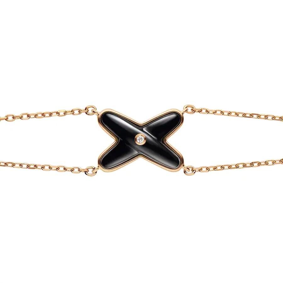 [Royal&Vicky]JEUX BRACELET ONYX PINK GOLD 1 DIAMOND