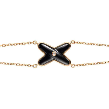 [Royal&Vicky]JEUX BRACELET ONYX PINK GOLD 1 DIAMOND