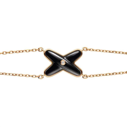 [Royal&Vicky]JEUX BRACELET ONYX PINK GOLD 1 DIAMOND