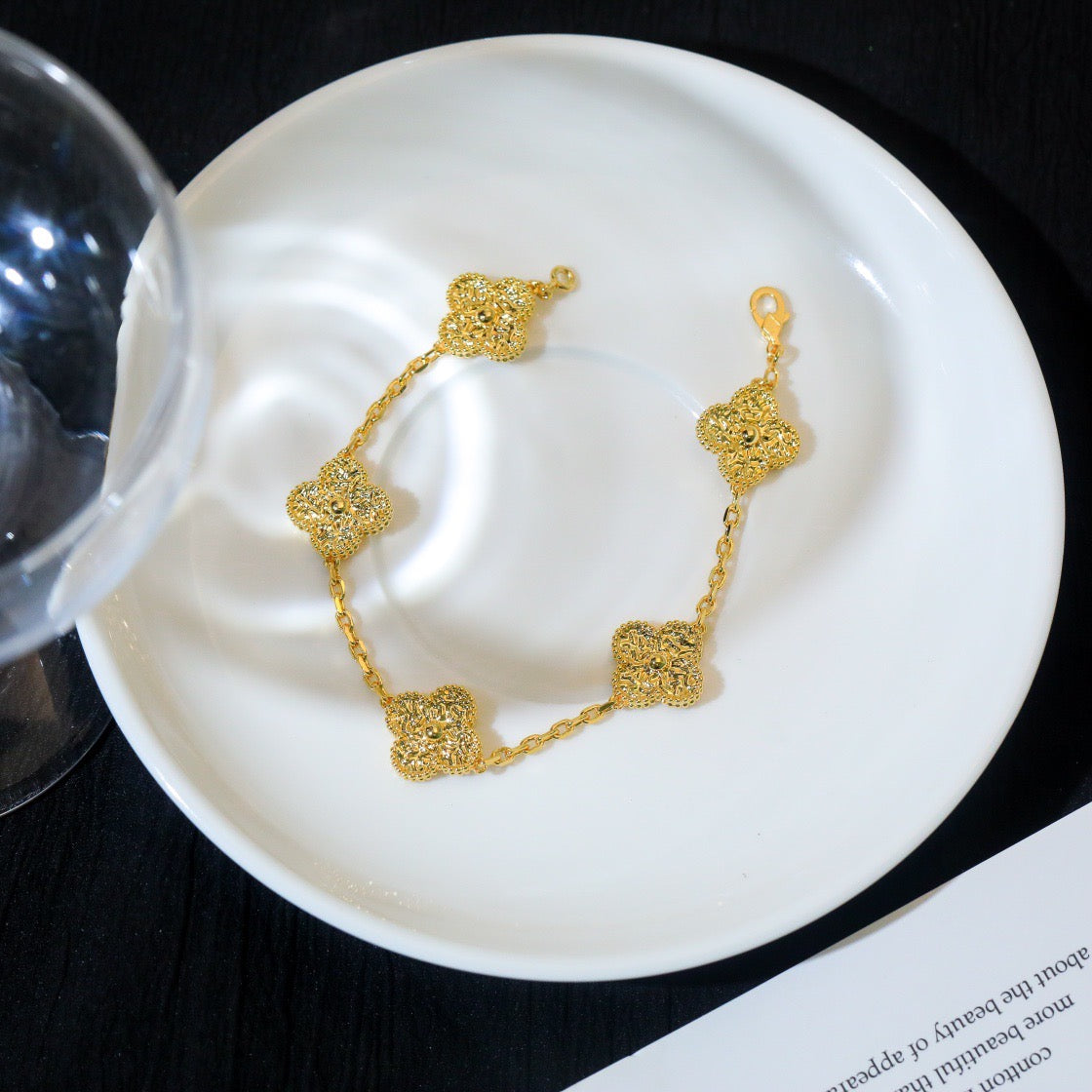 [Royal&Vicky]LUCKY CLOVER 5-MOTIF BRACELET - BRONZING
