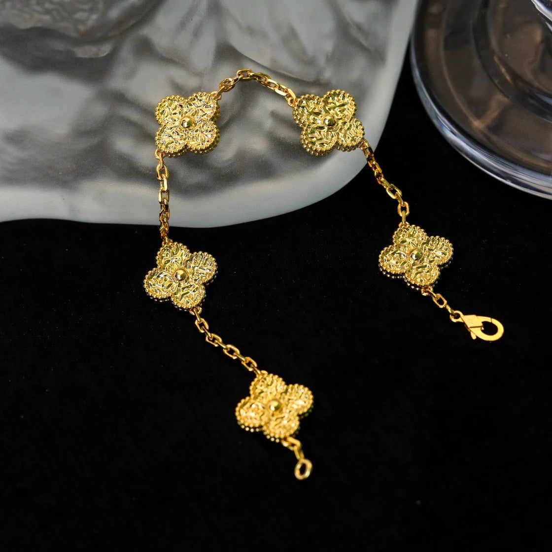 [Royal&Vicky]LUCKY CLOVER 5-MOTIF BRACELET - BRONZING