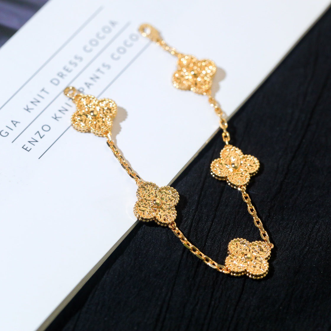 [Royal&Vicky]LUCKY CLOVER 5-MOTIF BRACELET - BRONZING