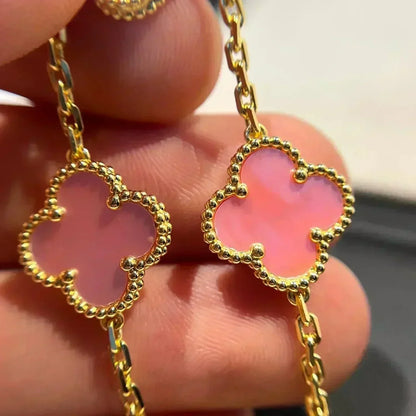 [Royal&Vicky]LUCKY CLOVER 5-MOTIF BRACELET - PINK MOTHER-OF-PEARL COLLECTION