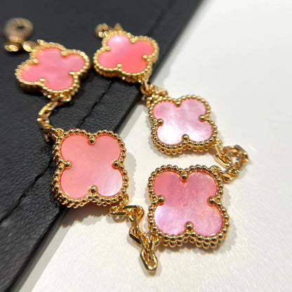 [Royal&Vicky]LUCKY CLOVER 5-MOTIF BRACELET - PINK MOTHER-OF-PEARL COLLECTION