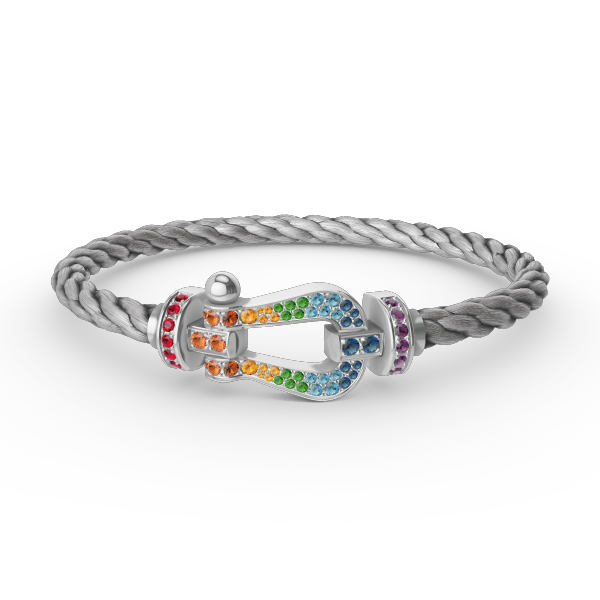 [Royal&Vicky]FORC LARGE HORSESHOE  COLORED DIAMOND BRACELET SILVER