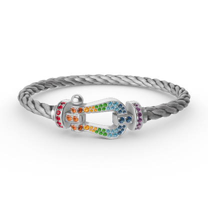 [Royal&Vicky]FORC LARGE HORSESHOE  COLORED DIAMOND BRACELET SILVER