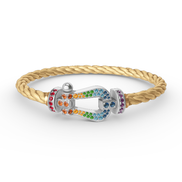 [Royal&Vicky]FORC LARGE HORSESHOE  COLORED DIAMOND BRACELET SILVER