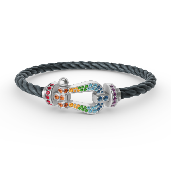 [Royal&Vicky]FORC LARGE HORSESHOE  COLORED DIAMOND BRACELET SILVER