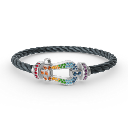 [Royal&Vicky]FORC LARGE HORSESHOE  COLORED DIAMOND BRACELET SILVER