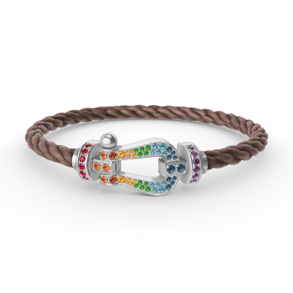[Royal&Vicky]FORC LARGE HORSESHOE  COLORED DIAMOND BRACELET SILVER