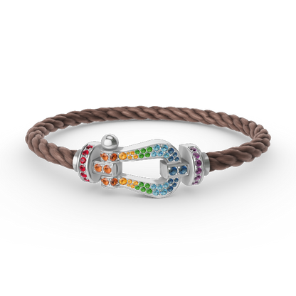 [Royal&Vicky]FORC LARGE HORSESHOE  COLORED DIAMOND BRACELET SILVER