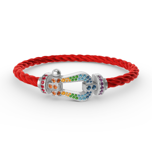 [Royal&Vicky]FORC LARGE HORSESHOE  COLORED DIAMOND BRACELET SILVER