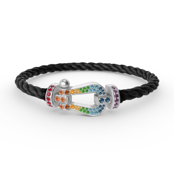 [Royal&Vicky]FORC LARGE HORSESHOE  COLORED DIAMOND BRACELET SILVER