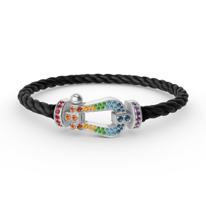[Royal&Vicky]FORC LARGE HORSESHOE  COLORED DIAMOND BRACELET SILVER