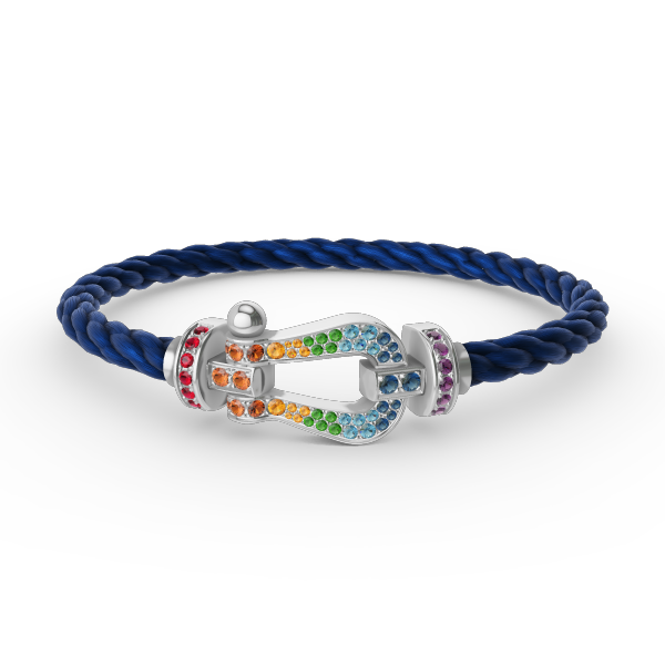 [Royal&Vicky]FORC LARGE HORSESHOE  COLORED DIAMOND BRACELET SILVER