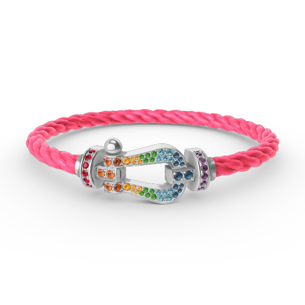 [Royal&Vicky]FORC LARGE HORSESHOE  COLORED DIAMOND BRACELET SILVER