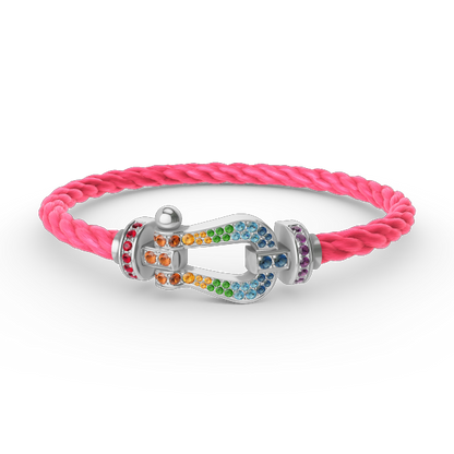 [Royal&Vicky]FORC LARGE HORSESHOE  COLORED DIAMOND BRACELET SILVER
