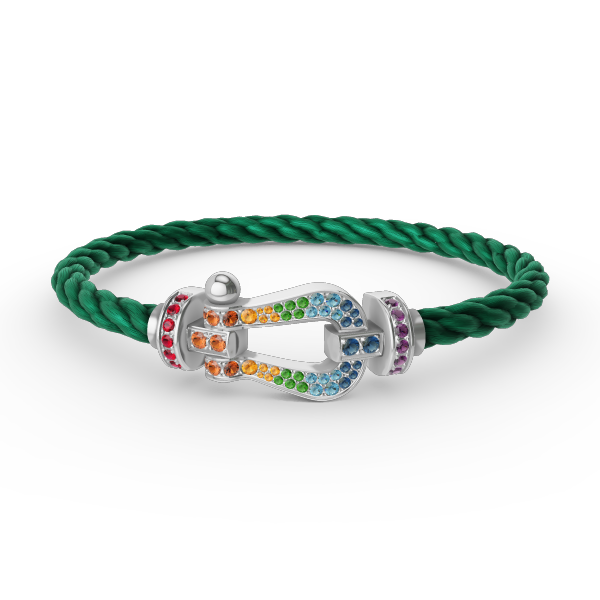 [Royal&Vicky]FORC LARGE HORSESHOE  COLORED DIAMOND BRACELET SILVER