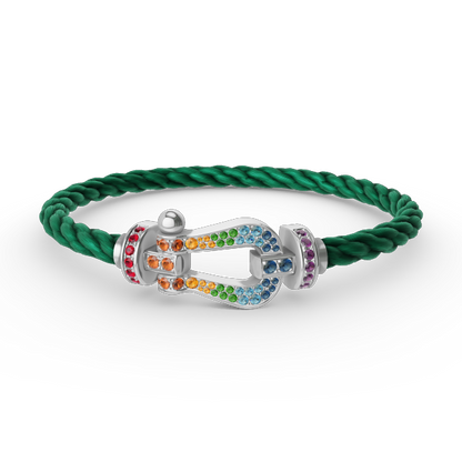 [Royal&Vicky]FORC LARGE HORSESHOE  COLORED DIAMOND BRACELET SILVER