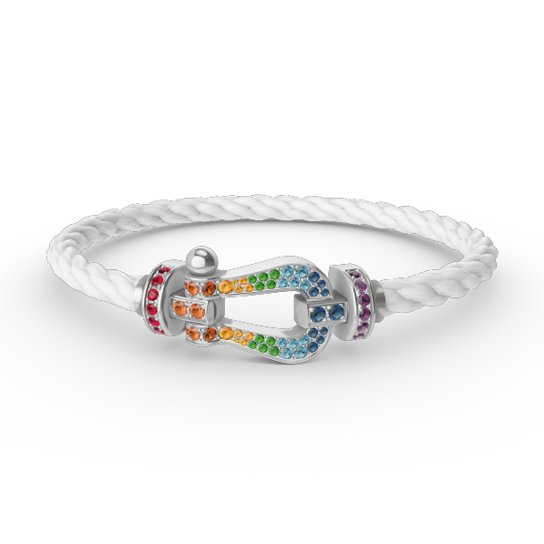 [Royal&Vicky]FORC LARGE HORSESHOE  COLORED DIAMOND BRACELET SILVER