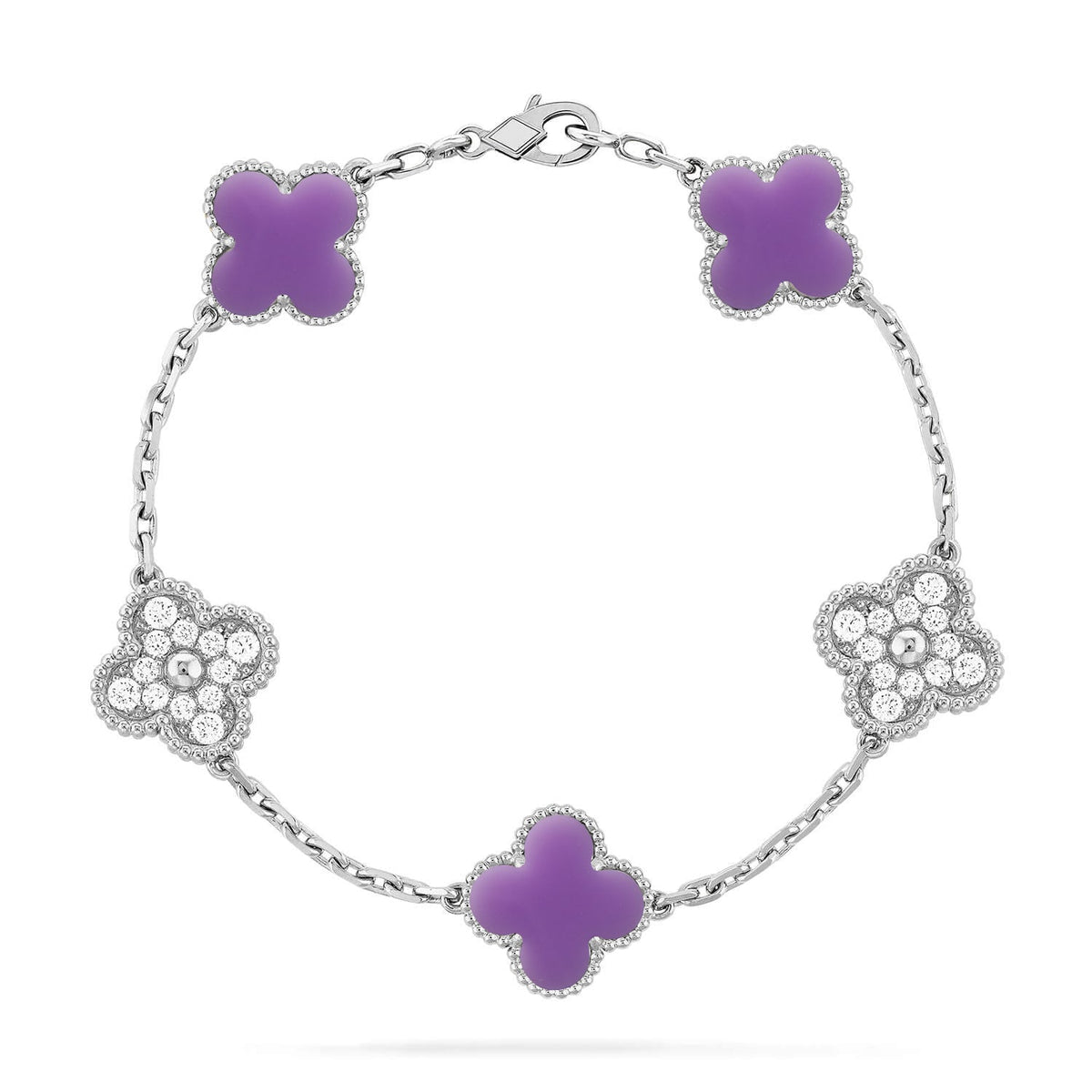 [Royal&Vicky]LUCKY CLOVER 5-MOTIF BRACELET - LAVENDER COLLECTION