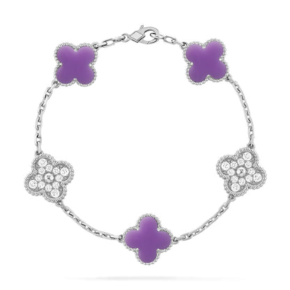 [Royal&Vicky]LUCKY CLOVER 5-MOTIF BRACELET - LAVENDER COLLECTION