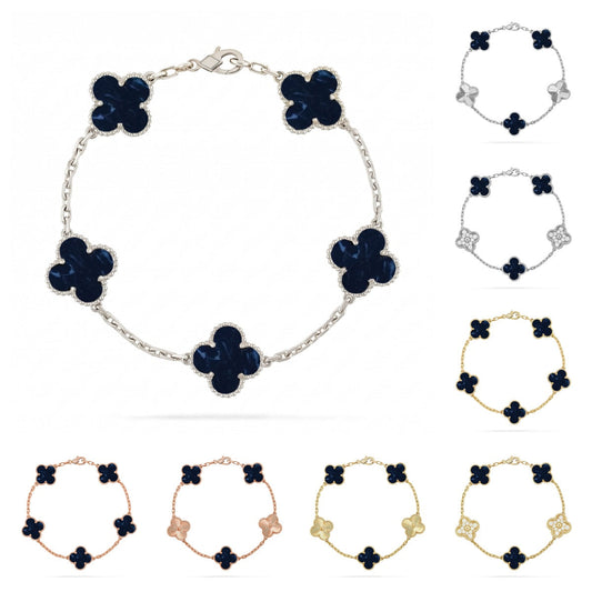 [Royal&Vicky]LUCKY CLOVER 5-MOTIF BRACELET - PIETERSITE COLLECTION