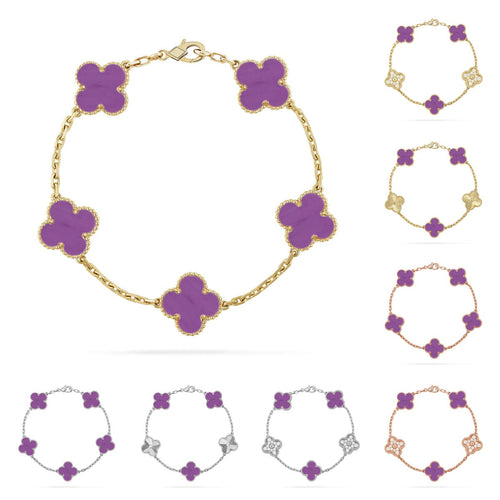 [Royal&Vicky]LUCKY CLOVER 5-MOTIF BRACELET - VIOLET COLLECTION