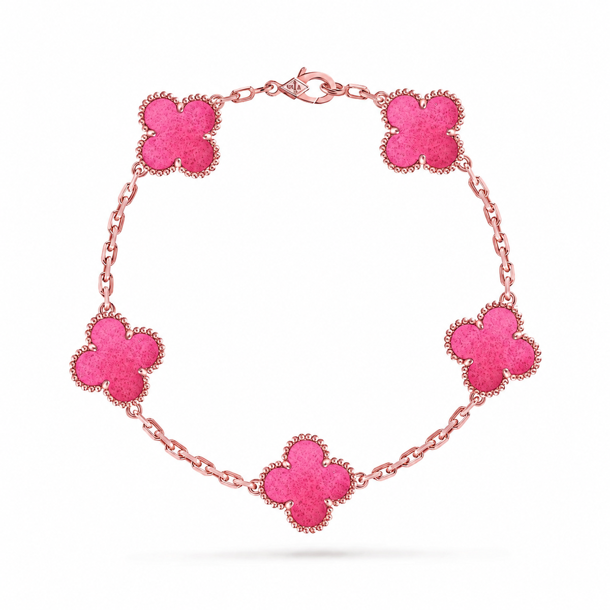 [Royal&Vicky]NEW CLOVER 5 MOTIFS PINK ENAMEL BRACELET