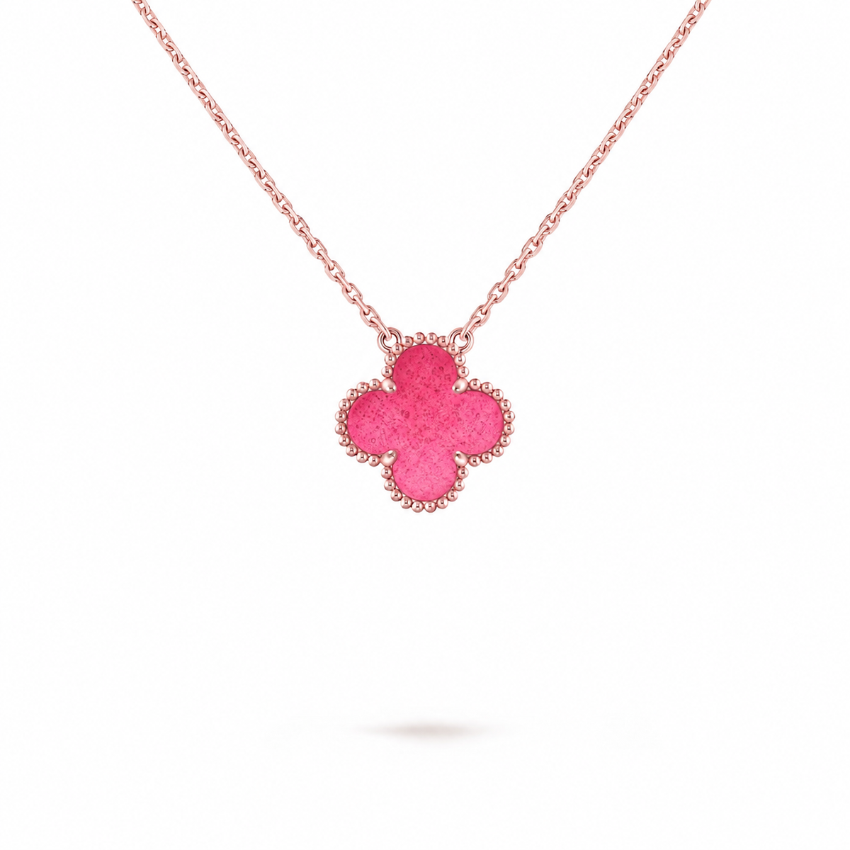 [Royal&Vicky] NEW CLOVER 15MM PINK ENAMEL NECKLACE