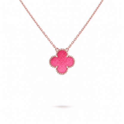 [Royal&Vicky] NEW CLOVER 15MM PINK ENAMEL NECKLACE