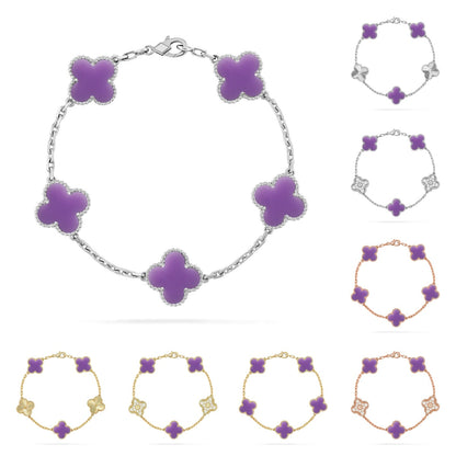 [Royal&Vicky]LUCKY CLOVER 5-MOTIF BRACELET - LAVENDER COLLECTION